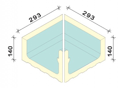 Угол внутренний для лотка под мозаику (2ч) Interbau 293x300x140, арт. 5302