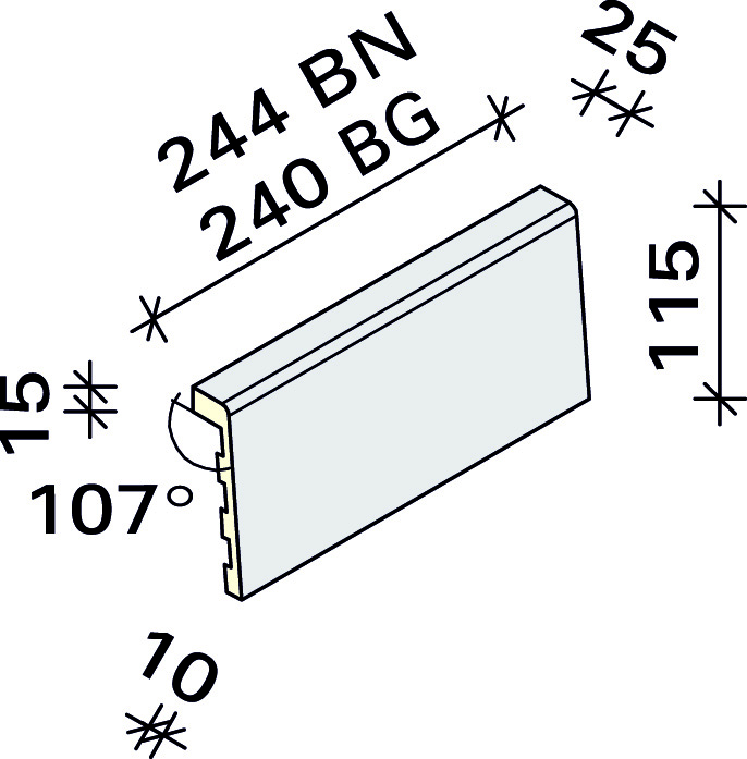Обкладка для переливного лотка 107° Interbau 244x115x15x10, арт. 9050